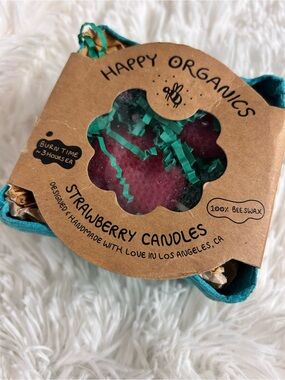 Happy Organics Strawberry Shaped Beeswax Candles, NEW made in LA